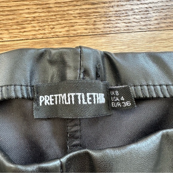 PrettyLittleThing Black Faux Leather High Waisted Leggings size 4 small - Picture 2 of 3